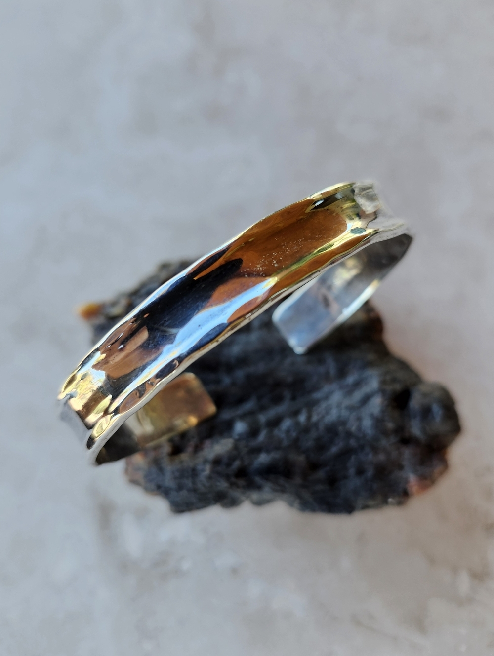 Sterling Silver Handmade Textured Cuff Bracelet